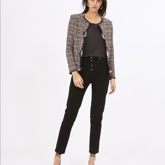 💥IRO Pink Frayed Tweed Jacket EUC 🙌💥 - Picture 2 of 7